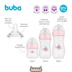 kit 3 Mamadeiras Anticólica Easy Flow Elefante Rosa 120ml, 270 e 330ml (0m+) - Buba