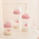 kit 3 Mamadeiras Anticólica Easy Flow Elefante Rosa 120ml, 270 e 330ml (0m+) - Buba