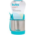 Pote Térmico Inox Parede Dupla com Talher Azul 320ml (6m+) - Buba