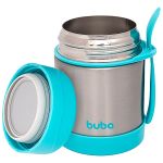 Pote Térmico Inox Parede Dupla com Talher Azul 320ml (6m+) - Buba