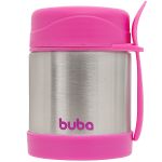 Pote Térmico Inox Parede Dupla com Talher Rosa 320ml (6m+) - Buba