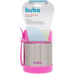 Pote Térmico Inox Parede Dupla com Talher Rosa 320ml (6m+) - Buba