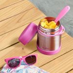 Pote Térmico Inox Parede Dupla com Talher Rosa 320ml (6m+) - Buba