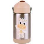 Copo Térmico Inox Parede Dupla com Canudo BubaZoo Girafa (3a+) - Buba
