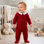 Macacão longo c/ golinha em tricot Trançado Vermelho - Mini & Co.
