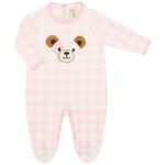 Macacão longo em tricot Xadrez Ursa Rosa - Mini & Co.