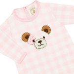 Macacão longo em tricot Xadrez Ursa Rosa - Mini & Co.