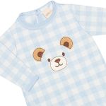 Macacão longo em tricot Xadrez Urso Azul - Mini & Co.