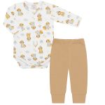 Body longo c/ Calça (Mijão) em algodão egípcio Doodle Azul - Mini & Co.
