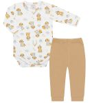 Body longo c/ Calça (Mijão) em algodão egípcio Doodle Azul - Mini & Co.