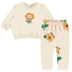 Blusão c/ Calça em moletom Flor Bege - Up Baby