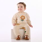 Blusão c/ Calça em moletom Flor Bege - Up Baby