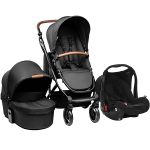 Travel System: Carrinho Como 4 Ink + Moisés + Bebê Conforto Risus + Bolsa + Adaptador (0-15kg) - ABC Design