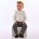 Body longo c/ Calça em suedine Xadrez Preto - Up Baby