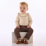 Body longo c/ Calça em suedine Xadrez Bege - Up Baby