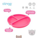 Prato em Silicone com Divisórias Rosa (6m+) - Clingo