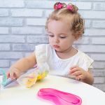 Prato com Divisórias e Colher de Silicone Rosa (6m+) - Clingo