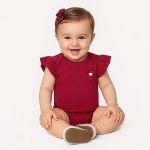 Body curto em cotton Coração Vermelho Rubi - Milon
