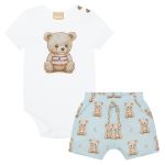 Body curto c/ Short em cotton Teddy Branco - Milon