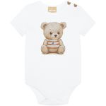 Body curto c/ Short em cotton Teddy Branco - Milon