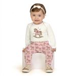 Body longo c/ Calça em cotton Cavalinho Rosa - Milon