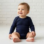 Body longo em ribana canelada Marinho - Mini & Co.