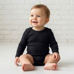 Body longo em ribana canelada Preto - Mini & Co.