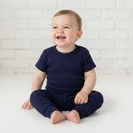 Calça (Mijão) em ribana canelada Marinho - Mini & Co.