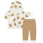 Conjunto Fofinho: Casaco c/ capuz e Calça em algodão egípcio e forro em soft Urso - Mini & Co.