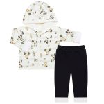 Conjunto Fofinho: Casaco c/ capuz e Calça em algodão egípcio e forro em soft Carrinhos - Mini & Co.