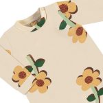 Macacão longo em malha peluciada Flor Bege - Up Baby