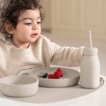 Copo com Canudo em Silicone Platinum Sand 200ml (6m+) - Kikka Boo