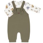 Jardineira c/ Body longo em algodão egípcio Dinos - Mini & Co.