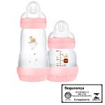 Kit 2 Mamadeiras Anticólica Easy Start 130ml e 260ml Rosa (0m+) - MAM