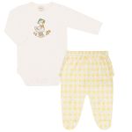 Body longo c/ Calça (Mijão) em algodão egípcio Patinhas Xadrez - Mini & Co.