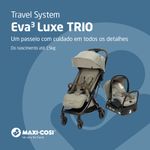 Travel System Trio Eva³ Luxe Carinho + Bebê Conforto + Base Twillic Truffle - Maxi-Cosi