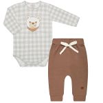 Body longo c/ Calça em algodão egípcio Ursinhos Xadrez - Mini & Co.