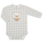 Body longo c/ Calça em algodão egípcio Ursinhos Xadrez - Mini & Co.