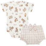 Body curto c/ Short em algodão egípcio Ursinhas - Mini & Co