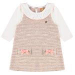 Vestido longo c/ Golinha babados em tweed Rosa - Up Baby