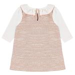 Vestido longo c/ Golinha babados em tweed Rosa - Up Baby