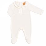 Macacão Longo c/ golinha em algodão Pima  Peruano Marfim - Up Baby
