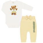 Body longo c/ Calça em suedine Ursa Copa Brasil - Mini & Co