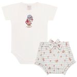 Body curto c/ Short em algodão egípcio Camponesa - Mini & Co.