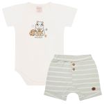Body curto c/ Short em algodão egípcio Capivaras - Mini & Co