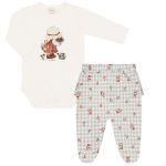 Body longo c/ Calça (Mijão) em algodão egípcio Camponesa Xadrez - Mini & Co.