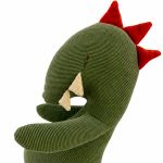 Naninha Doudou Artesanal em veludo cotelê Otto, o Dinossauro Verde - Bembê Atelier
