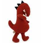 Naninha Doudou Artesanal em veludo cotelê Otto, o Dinossauro Coral - Bembê Atelier
