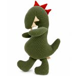 Naninha Doudou Artesanal em veludo cotelê Otto, o Dinossauro Verde - Bembê Atelier
