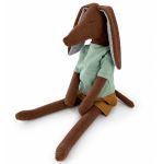 Naninha Doudou Artesanal em veludo cotelê Cachorro Théo Marrom - Bembê Atelier